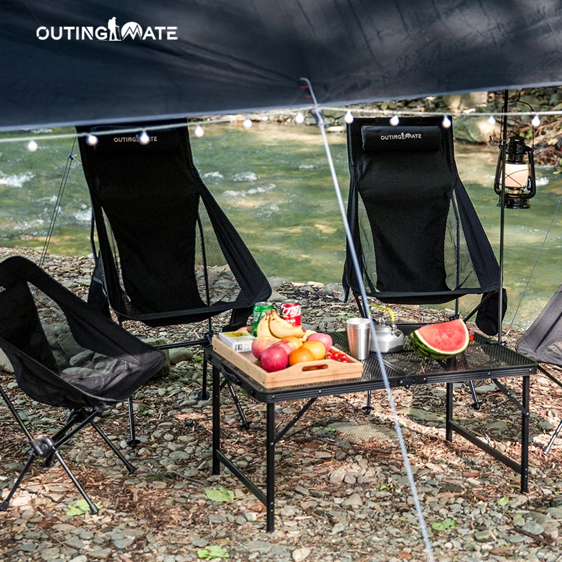 OUTINGMATE Lightweight Outdoor HighBack Portable Metal Aluminum Beach Folding Moon Camping Chairs