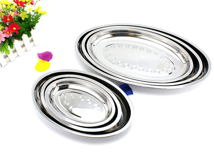 Stainless steel 410 deepen egg shape fish plate for home using