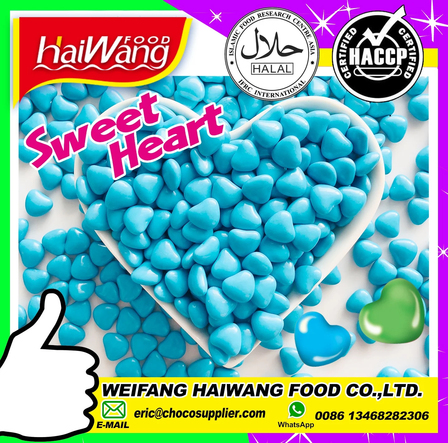 China Manufacturer Halal Candy Colorful Heart Chocolate Bean Heart Shape Chocolate Button