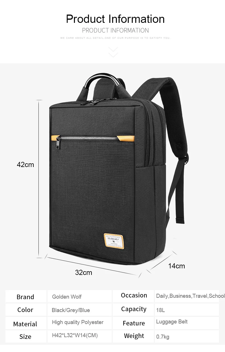 Golden Wolf Mochilas 2023 Trend Factory wholesale waterproof oxford low price men laptop backpack bag