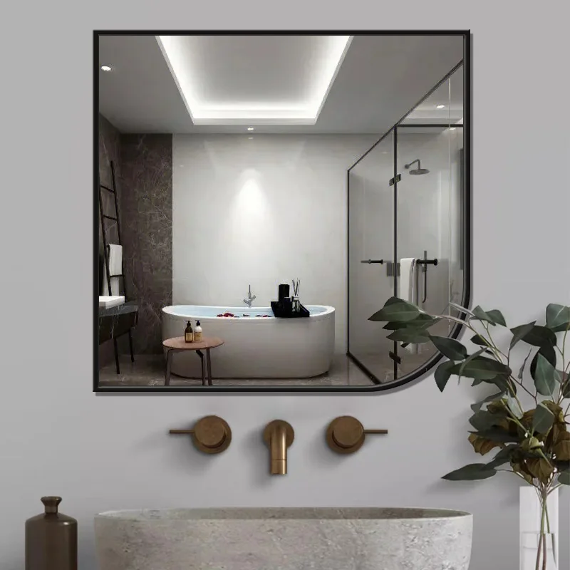 Customized modern decorative leaf shape iron frame bathroom mirror wall mounted makeup mirror