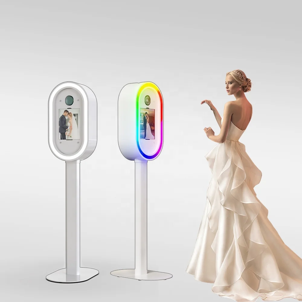 2024 new design oval Pad Booth with flight case wonderful design and rgb control photobooth