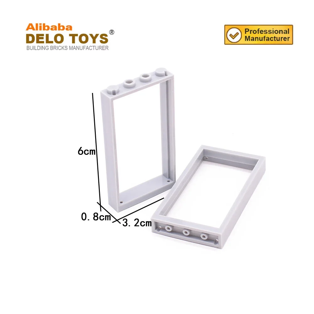 DIY parts building blocks Plastic Toy bricks accessories Door, Frame 1 x 4 x 6 with 2 Holes on Top and Bottom (NO.60596)