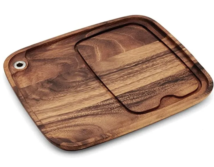 Оптовая продажа, деревянная разделочная доска для овощей коричневого цвета с лотками на заказ