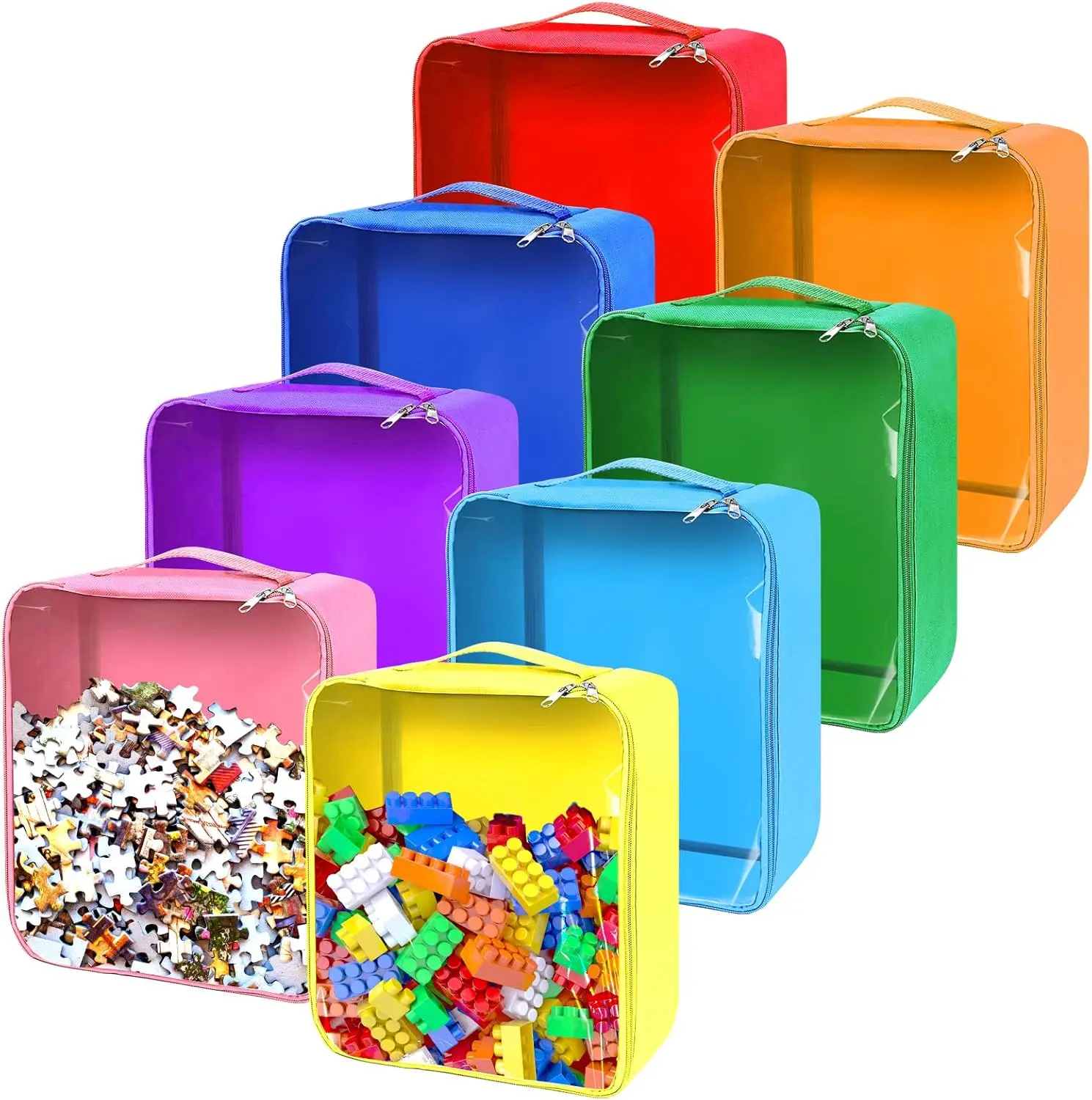Transparent PVC Zippered Blocks Set Toy Clay Storage Organizer Case Kids books Storage Case Clear tote  Waterproof Storage Bags