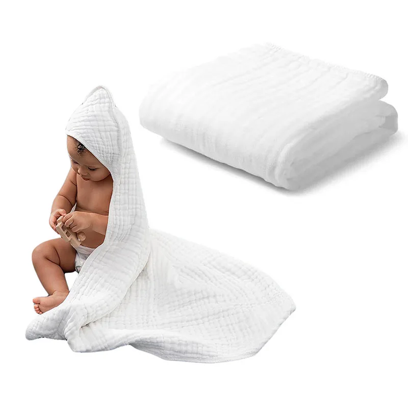 90x90CM 100% Organic cotton super soft newborn baby cute hooded towel for babies