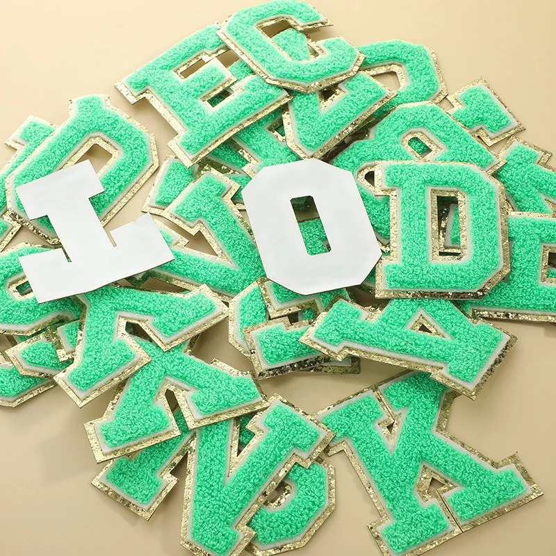 Custom Garment Accessories Iron On Letter Chenille Patches Stickers Embroidered Towel Chenille Patches