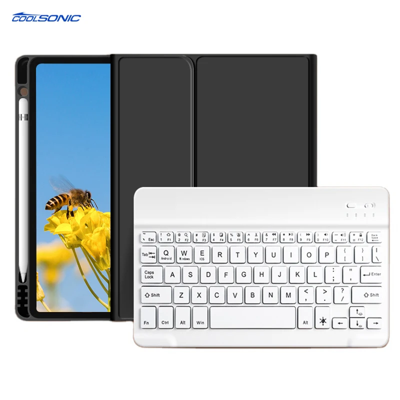 Factory Wholesale Slim Lightweight Soft Silico PU Leather Tablet Case Wireless BT Keyboard Pencil Slot Cover For iPad Mini 6