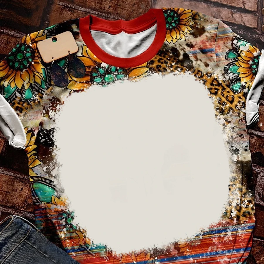 custom Blank Sublimation Bleach t-shirts polyester Faux Bleached Tees Tie Dye Blank T-shirt for men