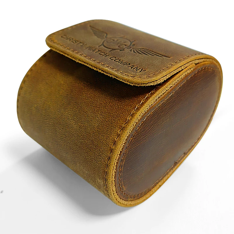 Custom 1 Slot Watch Display travel Case Gift Box Storage Organizer Portable Genuine Leather Watch Roll Pouch Holder Watch Bag