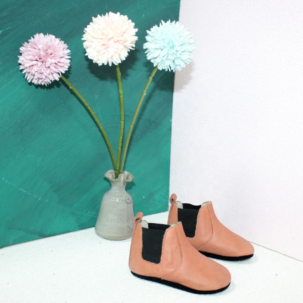 Hot sale boy girl toddler shoes  genuine leather oil wax leather brown baby soft boots with custom logo