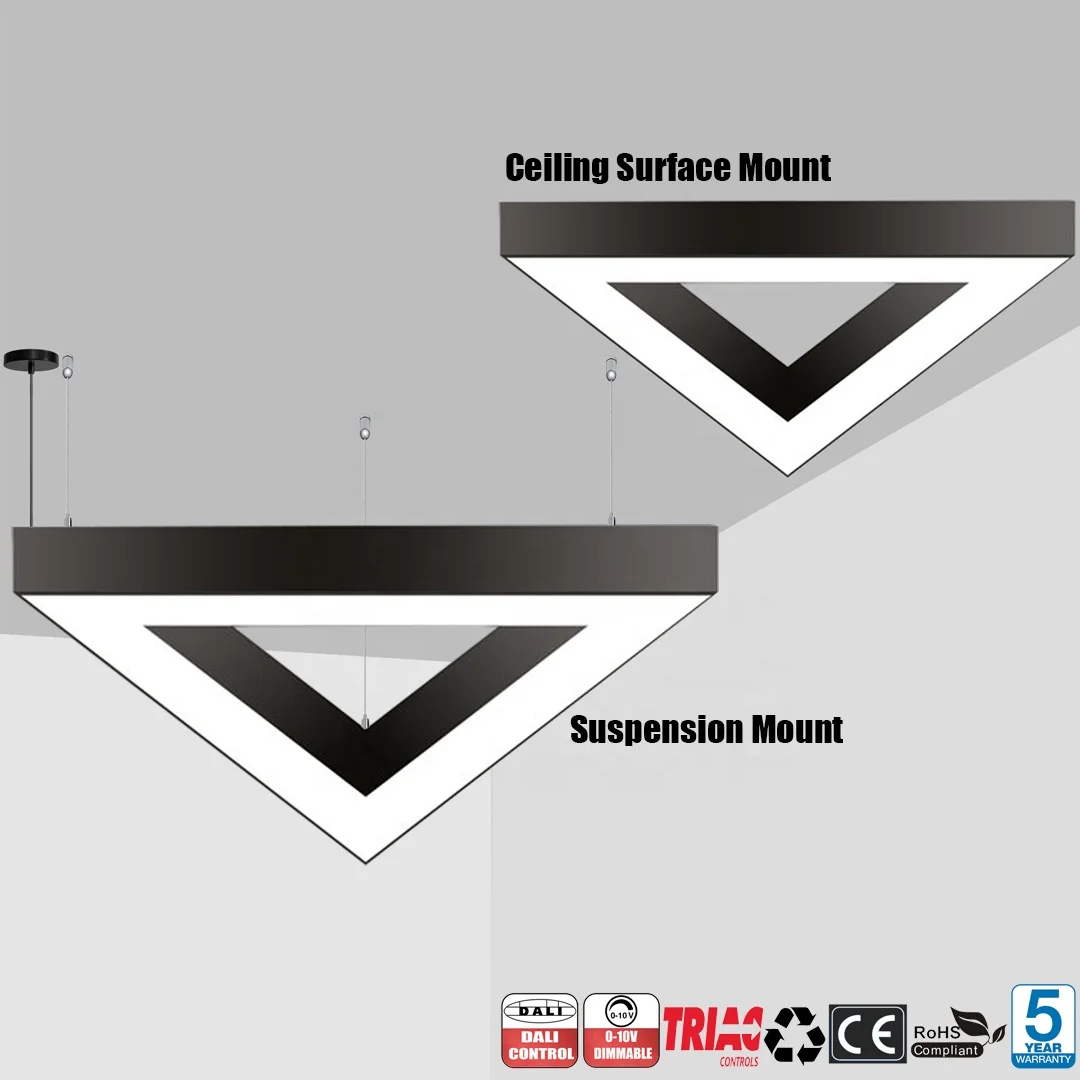 Triangle Chandelier Lighting For Restaurant Living Room Pendant Light Fixtures Gold Black White Chrome Chandelier light