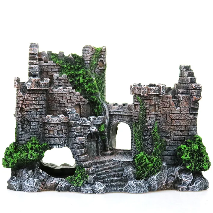 Aquascape beautification ornaments resin fish tank ancient castle decoration aquarium cavern building decoration