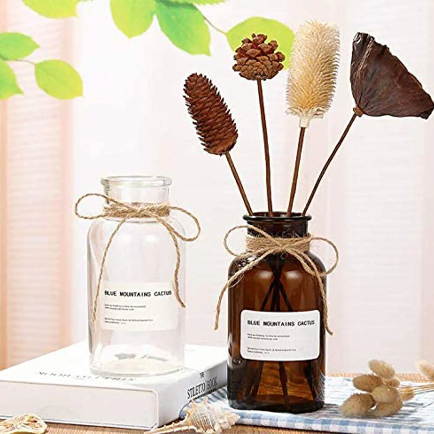 Amber Wide Mouth Elegant Antique Decoration Glass Apothecary Jars Vintage Medicine Bottles for Home Decor Centerpieces