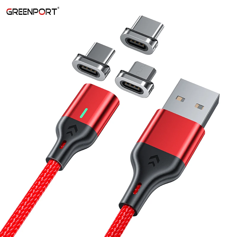 Wholesale magnetic cable 3 in 1 Micro USB mobile Charger 1M 2M fast charging data transfer USB cable