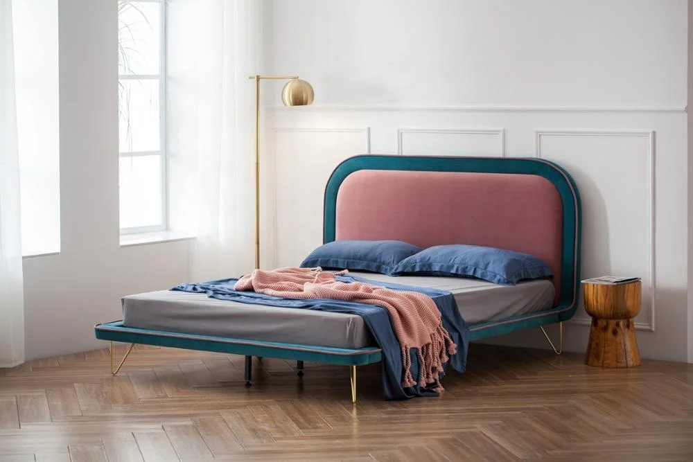 Latest Soft Upholstered King Bed Frame Drawers Bed with Storage