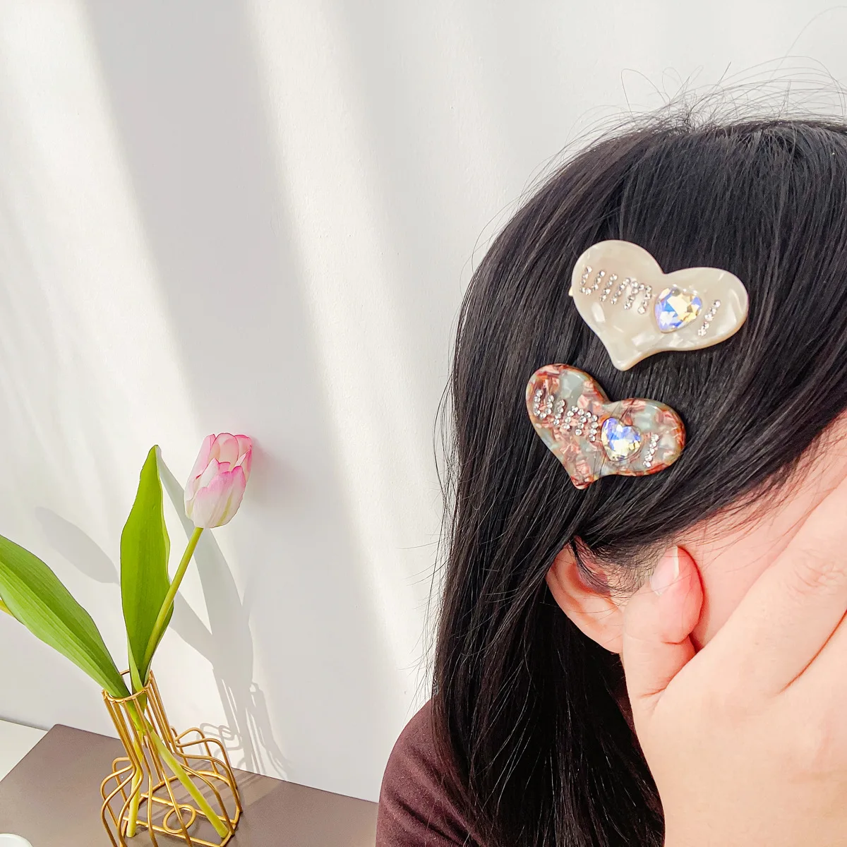 Korean Fashion Acetate Clip Letter Shark Clip High-quality Disc Hair Clip Mini Hair Claw for Women