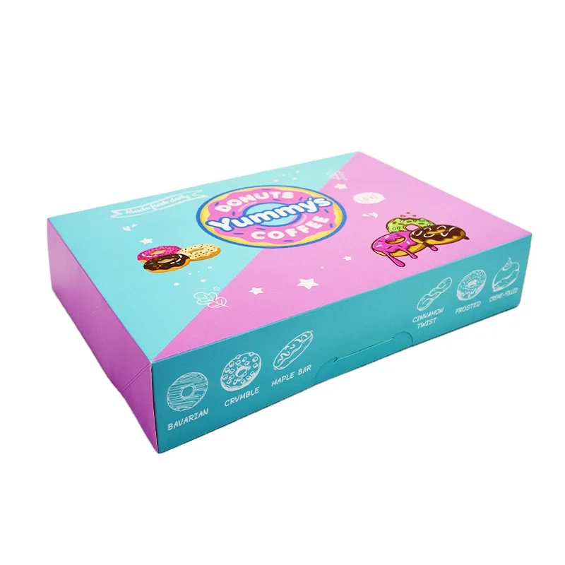 Custom Printed Cardboard Cookies Cake Donut Box Cupcakes Packaging Box Paper Box for Macaron Packaging