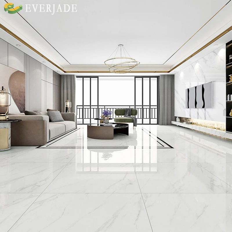 White Full Polished Glazed Porcelain living room Ceramic Tile Marble Tiles 600X600 Ceramic floor