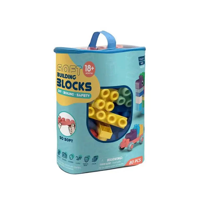 Puzzle Blocks Toy Children Diy 80pcs soft rubber building blocks sets