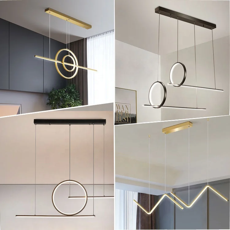 Aluminum lamp shape black nordic kitchen lighting round pendant light led bedroom hanging chandelier