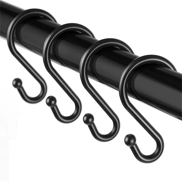 Hot Sale Rustproof Stainless Steel Shower Curtain Rings Rust Resistant S Shape Hanging Hooks for Bathroom Shower Rod