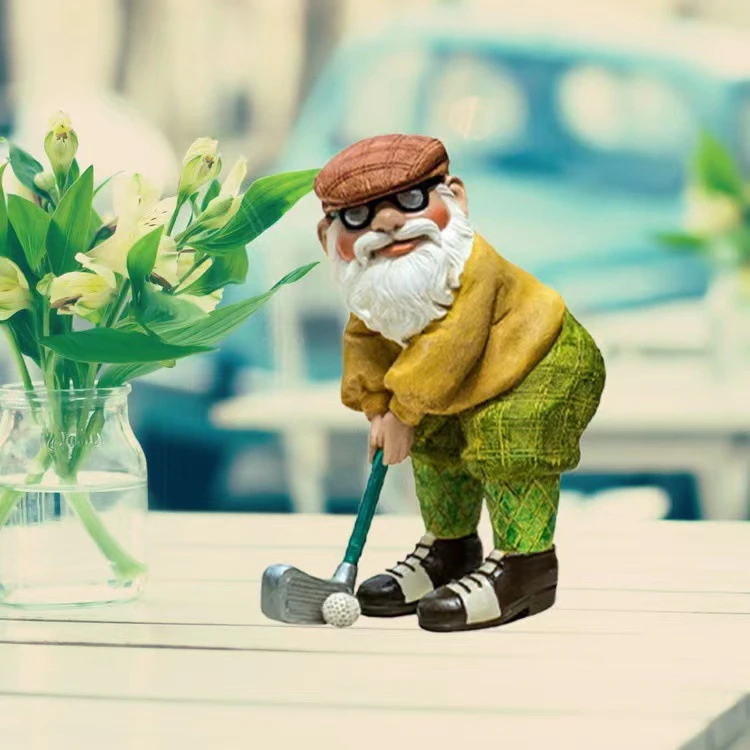 Outdoor Ornament Funny Gnome Statue Resin Golf Gnome Sculpture Dwarf Art Statues Home Decoration Gift