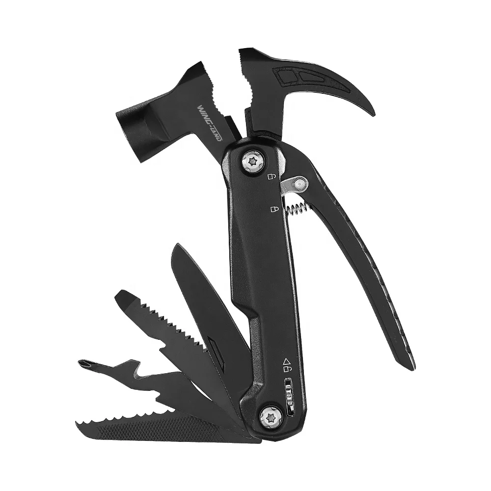 12in1 Outdoor Black Stainless Steel  Multi Tool Multipurpose Hammer Pliers Knife Multitool