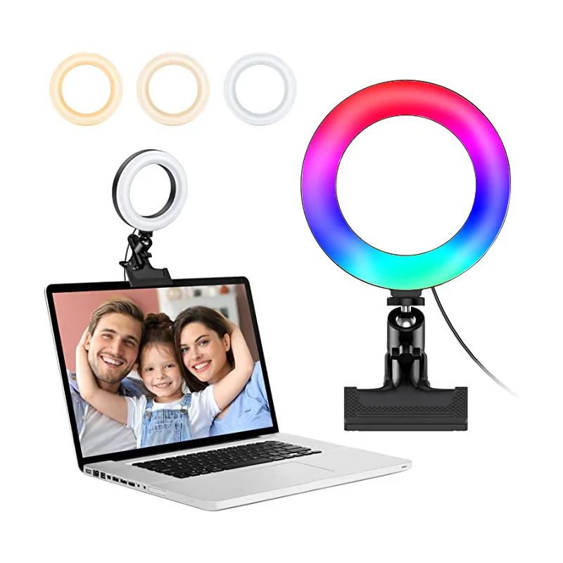 8 inch RGB Selfie Ring Light USB Fill Ring Lamp 20cm with Clip for Makeup Streaming Video Live TikTok