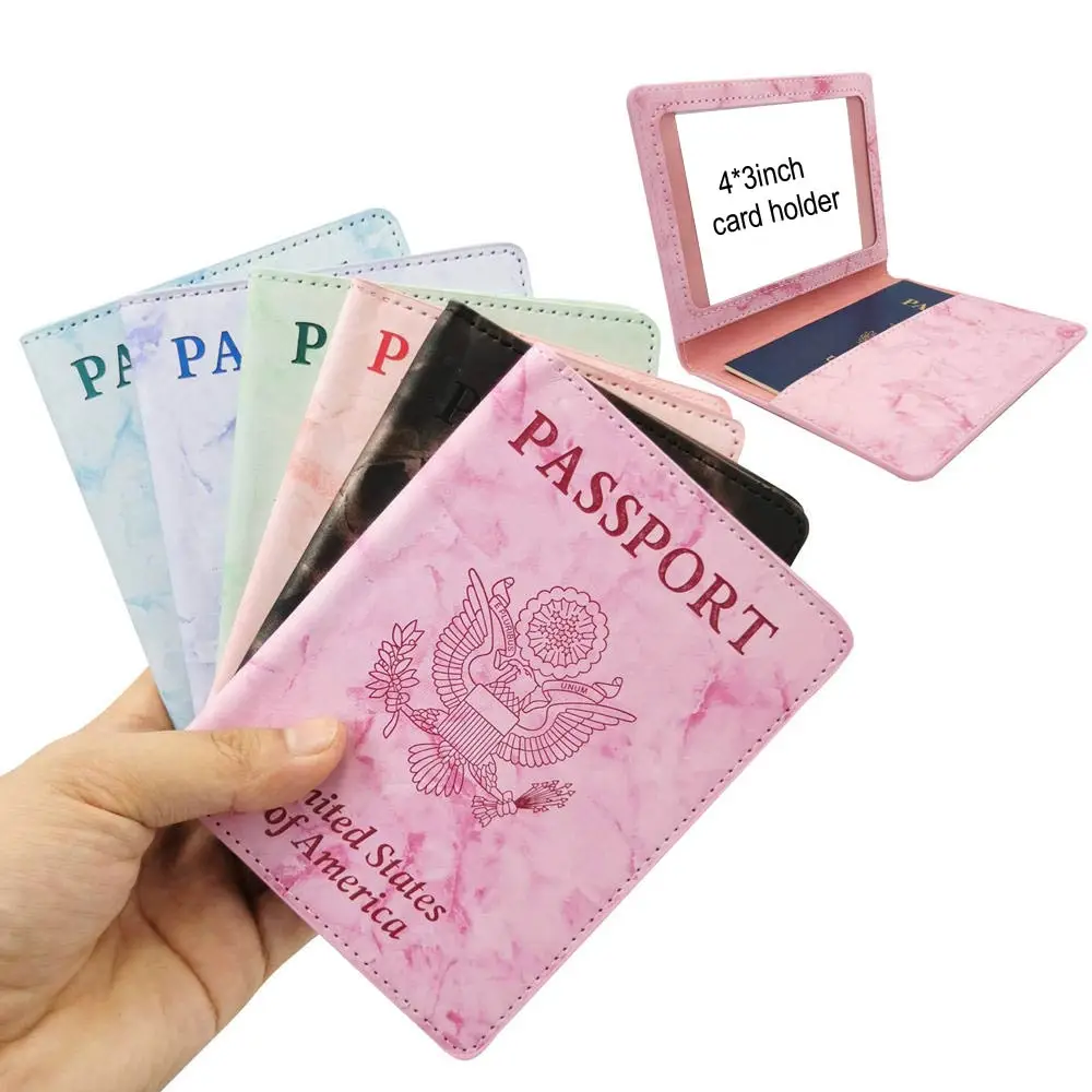 Custom  pu leather cover case simple thin design travel passport holder