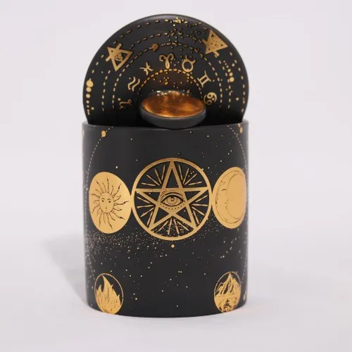 Tarot design spiritual candle jar healing black candle vessels unique design special round empty ceramic candle jar