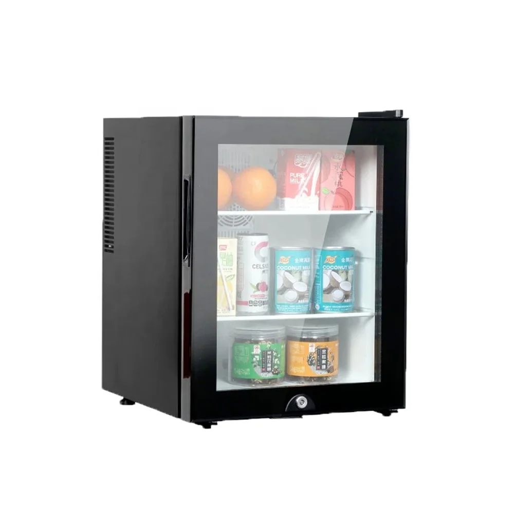 Wholesale CE Portable Custom Pattern 30L 40L Drink Cooler Mini BarGlass Door Mini Fridge with Lock and Key
