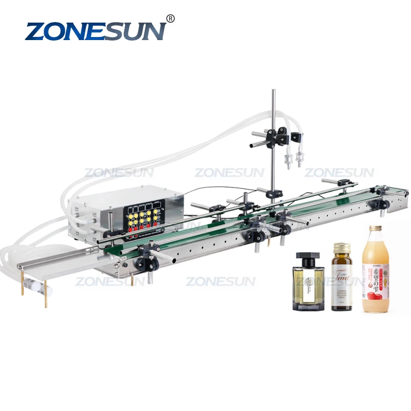 ZONESUN ZS-DPYT200L Double Head Diaphragm Pump Semi Automatic Milk Juice Small Bottles Liquid Filling Machine