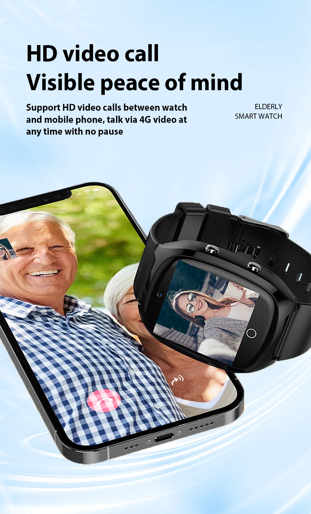 Medical Alert Systems Security Solution 4G Tracker Elderly Gps VD300 Call SmartWatch Location Fall Detection Monitor Smart Watch