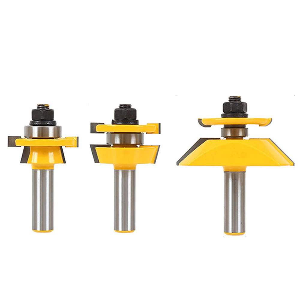 3pcs Tongue Groove Router Bits 1/2 Shank Raised Panel Cabinet Door Bit