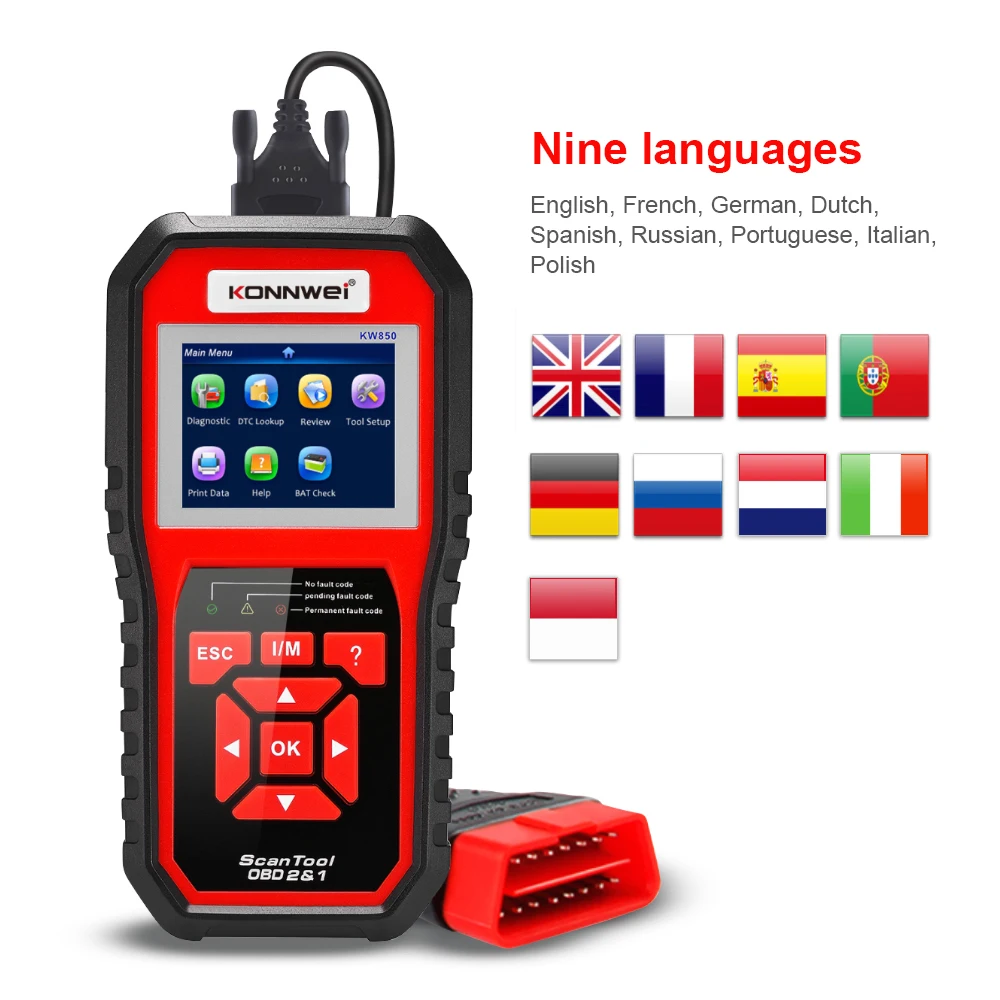 Factory KONNWEI Universal car  obd2 kw850 escaner automotriz car obd2 diagnostic tool with multi languages