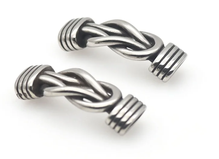 Retro style stainless steel twist wrist clasp connector for leather rope men titanium steel bracelet jewelry findings