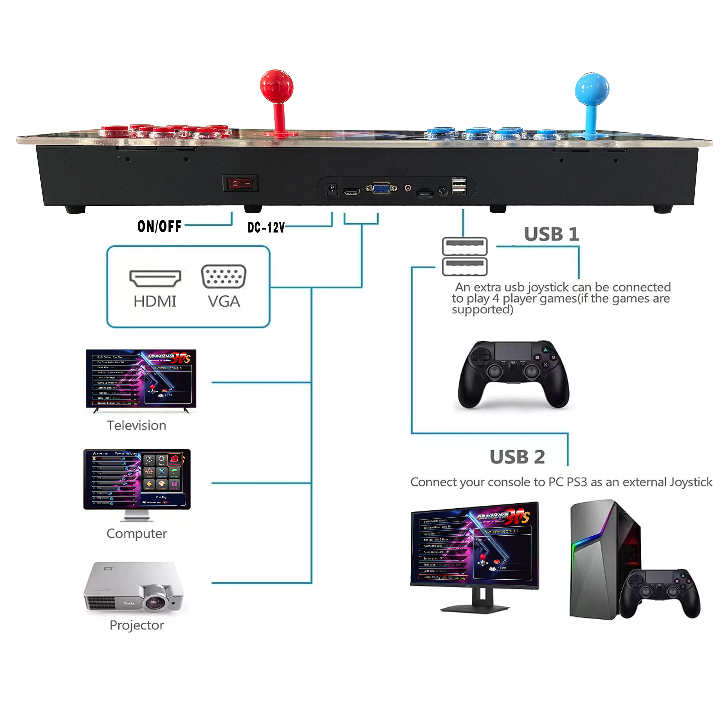 Classic retro gaming box family arcade game iron material console 26800 in 1 video game controller arcade game machine