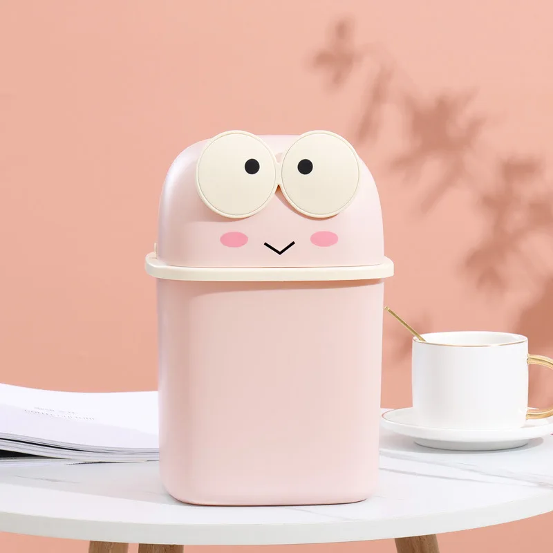 NEW 2022 Table Waste Bin with Lid Mini Cute Trash Can Paper Basket Waste Container Mini Dustbin For Bedroom/Office