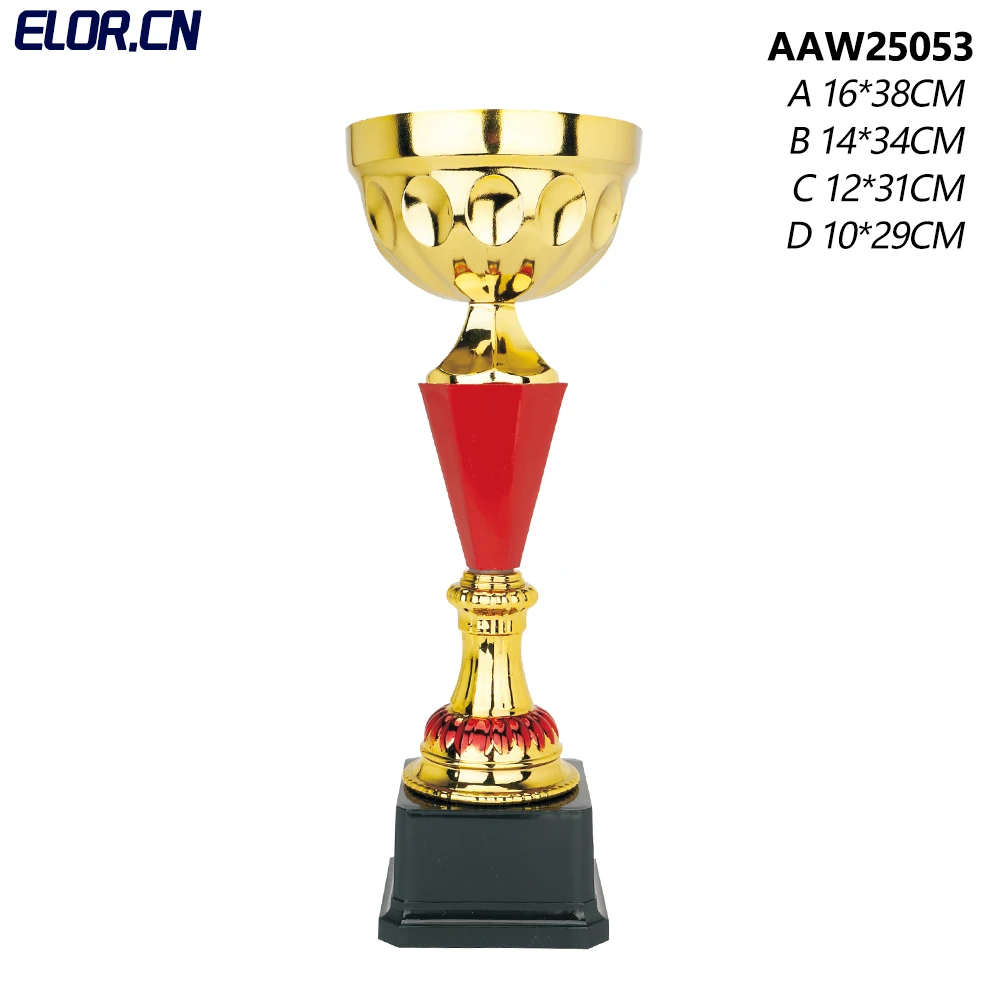 Elor Custom Made Good Quality Sports Metal Golden Award Trophies With Custom Nameplates For Ball Sports Games Competition