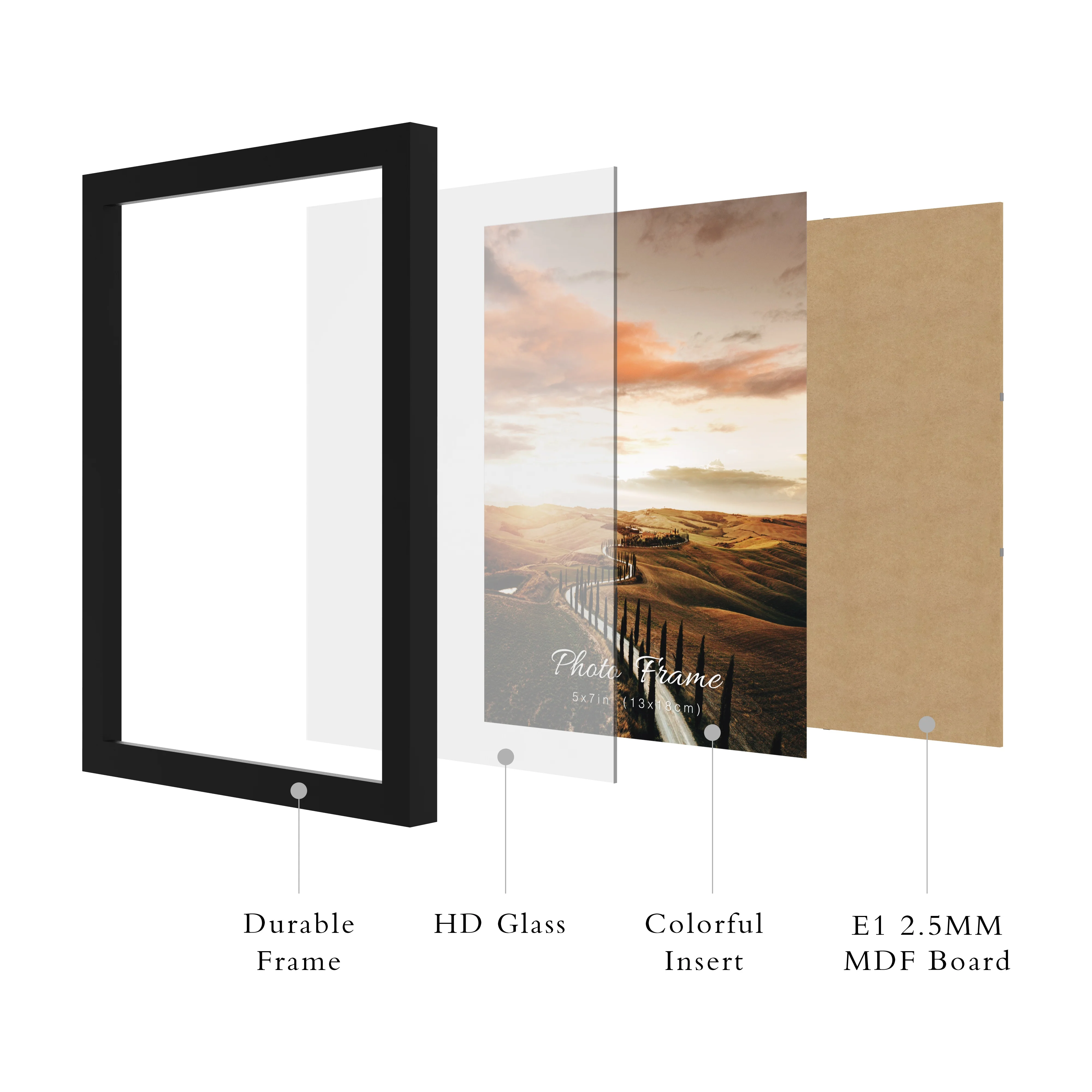 Gold plastic Picture Frame Displays Photos Easel Stand Included Wall Display 8x10 Frame for 5x7 Photos with Mat or 8x10 without