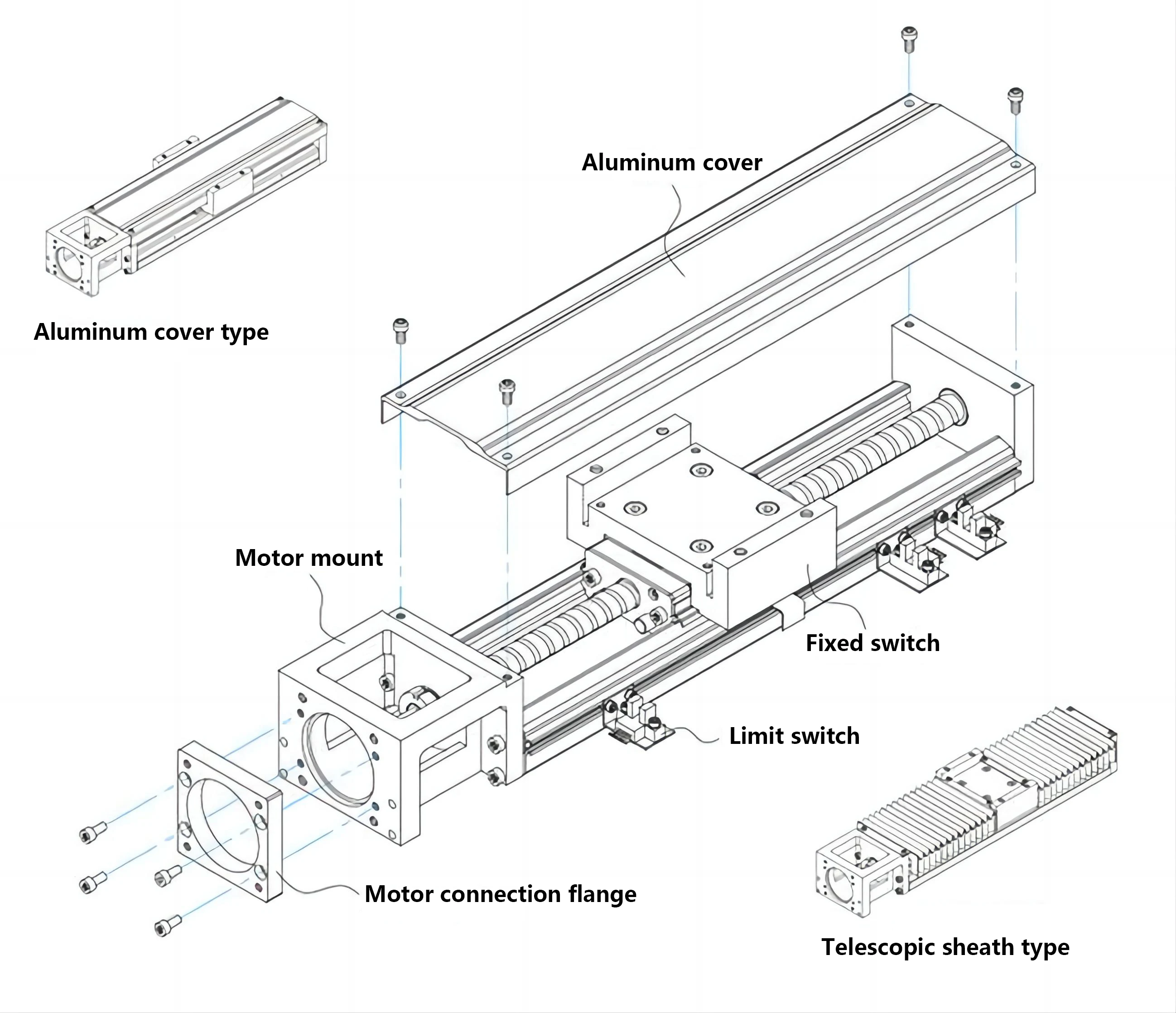 KH50 150-300mm Single Axis Low Noise Linear Guide Rail Ball Bearing Slide Basic Slides Linear motion module