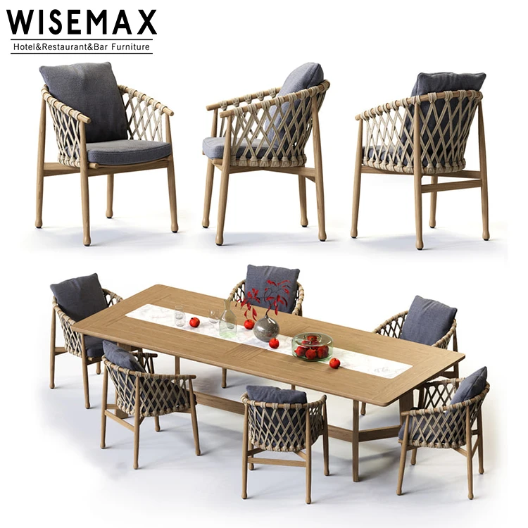 WISEMAX мебель новый дизайн уличная балкон Тиковое обеденное кресло садовая с круглым обеденным столом