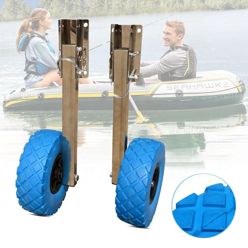 Inflatable Boat Launching Wheels Stainless Steel Transom Launching Dolly with 10 Inches Wheels for Aluminum Boats