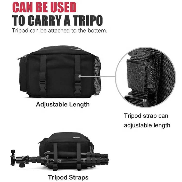 New Updated Large Capacity Camera Bag Waterproof Sports Sling Shoulder Backpack Phone Tablet Bag for Canon/iPad/ Apple/ Samsung