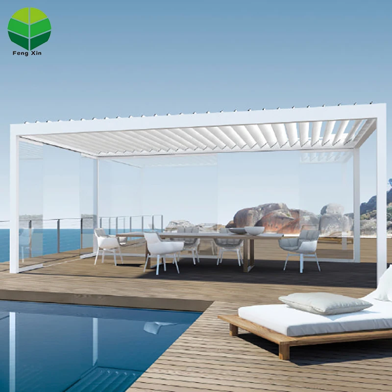 Fengxin Opening Roof Systems Canopy Aluminium Sun Shade Louvre Roof Waterproof outdoor pergola leroy merlin 3*4