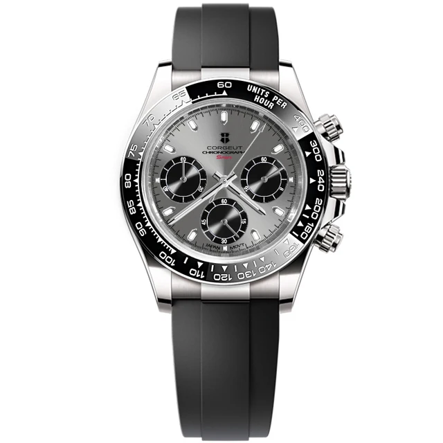 Corgeut Luxury Stainless Steel 40mm Day tona Luminous Hands VK63 Chronograph Men Custom Own logo Wristwatch Quartz Watch