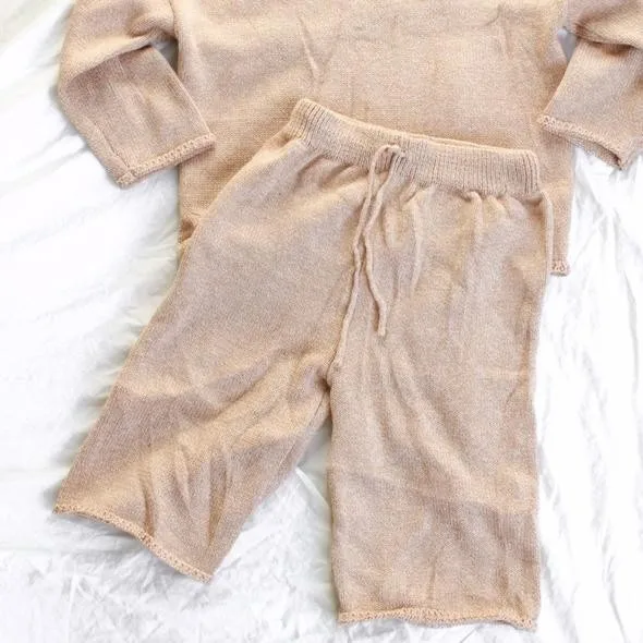 Toddler Sweat Suit Long Sleeve Crew Neck Pullover Straight Fit Pants Suit  knitwear sets 2 piece winter sweater pants set kids