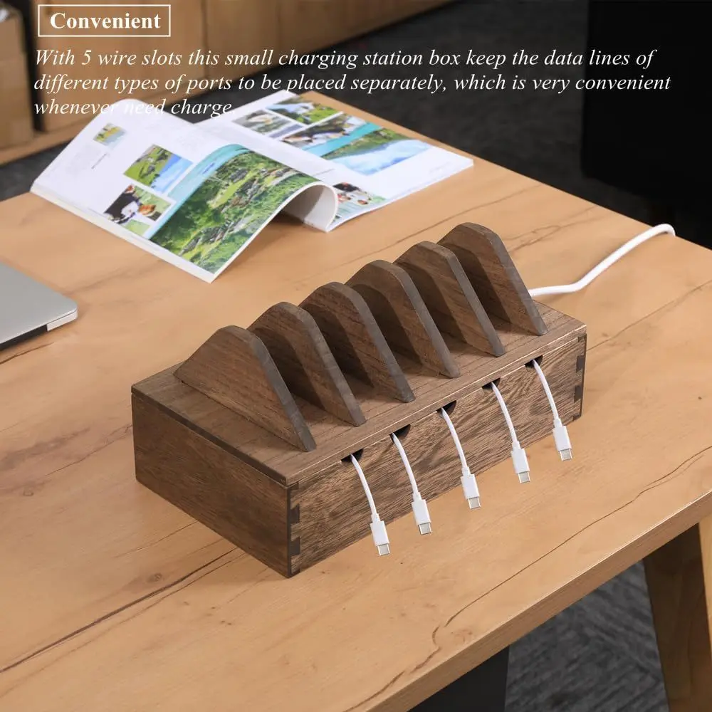 Твердая деревянная Кабельная сборка деревянные инструменты настольные кабели для передачи данных с кабелем питания сортировочные и ящики хранения