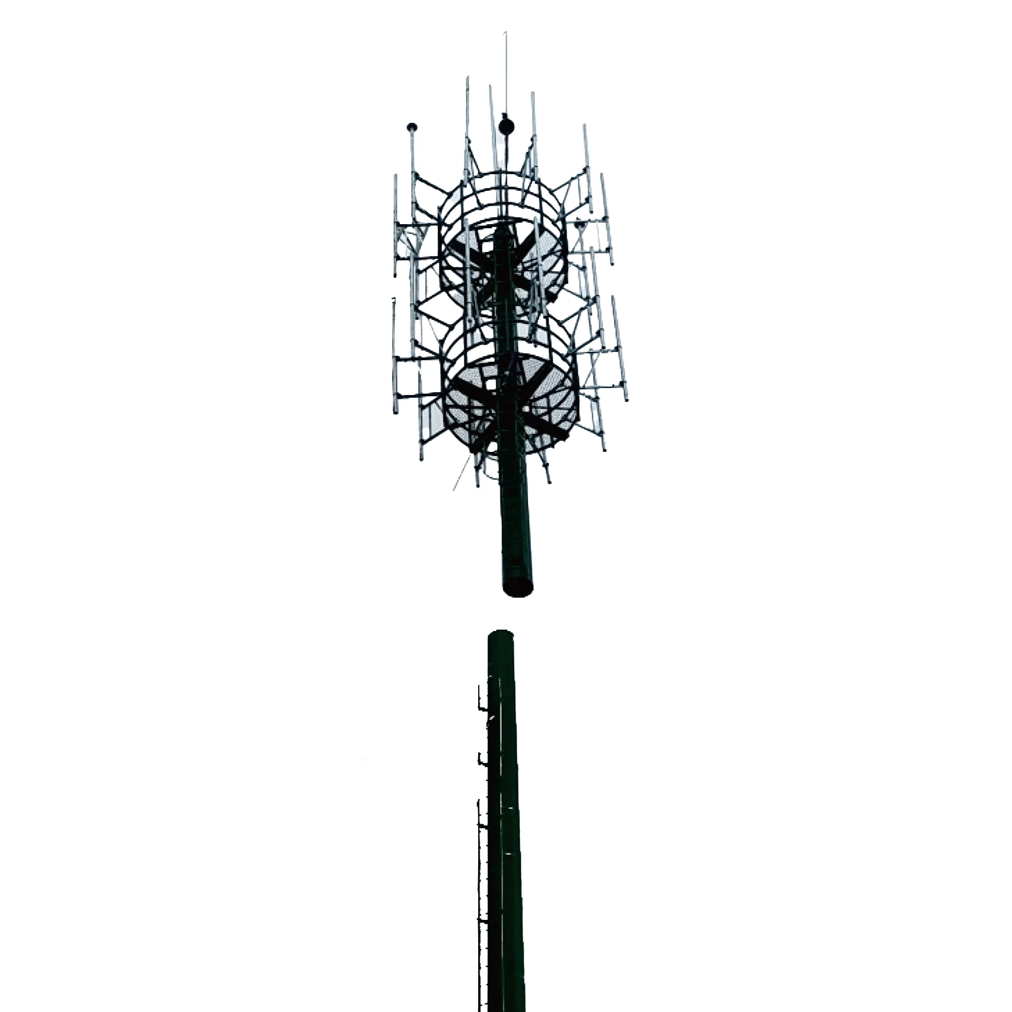 Rust proof zinc layer Galvanised Communication pole High temperature baking paint Hot Dip Galvanized 31m high mast pole